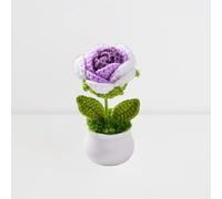 Esyzsss Bouquet di fiori all'uncinetto, fiori lavorati a maglia, fiori all'uncinetto, carino fiore fatto a mano, piccola pianta in vaso con rose sfumate, utilizzata per scrivania di casa, ufficio