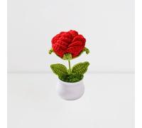 Esyzsss Bouquet di fiori all'uncinetto, fiori lavorati a maglia, fiori all'uncinetto, carino fiore fatto a mano, piccola pianta in vaso con rose sfumate, utilizzata per scrivania di casa, ufficio