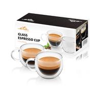 ETA Bicchieri da caffè doppia parete con manico 80 ml 2 pezzi vetro borosilicato