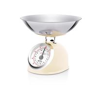 ETA Bilancia da cucina analogica in stile retrò, design in metallo, ciotola in acciaio inox, 2 l, max. 5 kg, beige