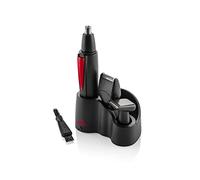 ETA Leis - Tagliacapelli per naso Luis, 3 accessori, 1 AA, nero/rosso