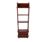 Etagere in legno di mogano con 4 ripiani e due cassetti in stile coloniale