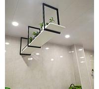 Etagere - Portavasi da parete in ferro battuto e portabottiglie da soffitto, salvaspazio, con ripiano GuardrailEuropean LoftStyle (100 x 30 x 50 cm)