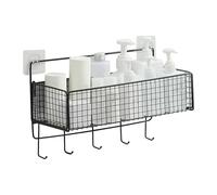 ETAINGYEUN Cesto da stoccaggio a muro Cestino multifunzionale Assalto di ferro Affermatore per il dormitorio del bagno in cucina (NERO)