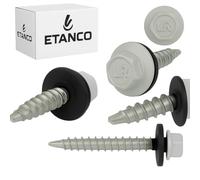 ETANCO GT02 - Viti per lamiera trapezoidale, 4,8 x 100 mm, RAL 7035, grigio chiaro, 100 pezzi, autoforanti con guarnizione EPDM, in acciaio zincato, esagonale, per lamiera metallica su legno (4,8 x 20