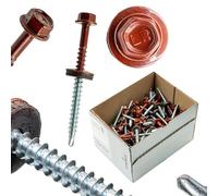 ETANCO GT02 - Viti per lamiera trapezoidale, 4,8 x 20 mm, RAL 8012, colore rosso rosso, 250 pezzi, autoforanti con guarnizione EPDM, in acciaio zincato, esagonale, per lamiera di metallo su legno (4,8