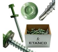 ETANCO GT02 - Viti per lamiera trapezoidale, 4,8 x 60 mm, RAL 6011, confezione da 100 pezzi, autoforanti con guarnizione EPDM, in acciaio zincato, esagonale, per lamiera metallica su legno
