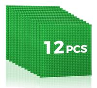 Etarnfly Set di 12 piastre da costruzione, compatibile con la maggior parte delle marche, 25 × 25 cm, giocattolo da costruzione per bambini, piastra di base verde