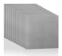 Etarnfly Set di 12 piastre da costruzione, compatibile con la maggior parte delle marche, 25 × 25 cm, giocattolo da costruzione per bambini, piastra di base grigia