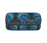 ETASUIOL 3D Underwater World Fish Dolphi Print Pencil Case Pouch Large Pencil Case Multiuso Pencil Pouch Organizer Oxford Tessuto Pen Case, Nero , Taglia unica, Custodia per chiave