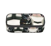 ETASUIOL Adorabile astuccio per matite con stampa di bulldog francese, grande, multiuso, organizer in tessuto Oxford, Nero , Taglia unica, Custodia per chiave