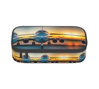 ETASUIOL Aircraft Plane at Sunsets stampa astuccio grande astuccio multiuso astuccio organizer in tessuto Oxford portapenne, Nero , Taglia unica, Custodia per chiave