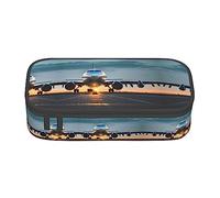 ETASUIOL Airplane in the Evening Light Print Pencil Case Pouch Large Pencil Case Multiuso Pencil Pouch Organizer Oxford Fabric Pen Case, Nero , Taglia unica, Custodia per chiave