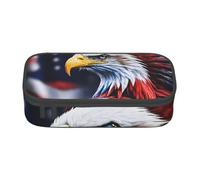 ETASUIOL American Bald Eagle Print Pencil Case Pouch Large Pencil Case Multiuso Pencil Pouch Organizer Oxford Tessuto Pen Case, Nero , Taglia unica, Custodia per chiave