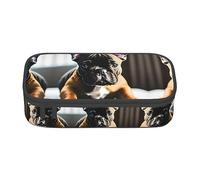 ETASUIOL Astuccio grande con stampa di bulldog francese, astuccio multiuso in tessuto Oxford, Nero , Taglia unica, Custodia per chiave