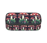 ETASUIOL Astuccio grande con stampa di funghi magici, astuccio multiuso per matite, organizer in tessuto Oxford, Nero , Taglia unica, Custodia per chiave