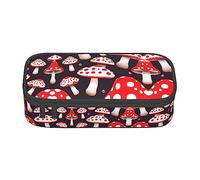 ETASUIOL Astuccio grande con stampa di funghi rosso bianco e fungo, astuccio multiuso in tessuto Oxford, Nero , Taglia unica, Custodia per chiave