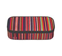 ETASUIOL Astuccio per matite con stampa a righe colorate, astuccio grande, multiuso, organizer in tessuto Oxford, Nero , Taglia unica, Custodia per chiave