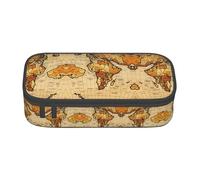 ETASUIOL Astuccio per matite con stampa astratta con mappa del mondo, grande, multiuso, organizer in tessuto Oxford, Nero , Taglia unica, Custodia per chiave