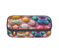 ETASUIOL Astuccio per matite con stampa di gelato colorato, grande, multiuso, organizer in tessuto Oxford, Nero , Taglia unica, Custodia per chiave