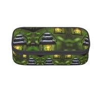 ETASUIOL Astuccio per matite con stampa di lucciole e lanterne, grande, multiuso, organizer in tessuto Oxford, Nero , Taglia unica, Custodia per chiave