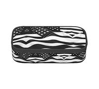 ETASUIOL Astuccio portamatite grande con stampa bandiera americana nera e bianca astuccio multiuso organizer in tessuto Oxford, Nero , Taglia unica, Custodia per chiave