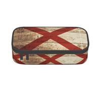 ETASUIOL Astuccio portamatite grande con stampa di cartolina in legno antico con bandiera dell'Alabama, astuccio multiuso per matite, organizer in tessuto Oxford, Nero , Taglia unica, Custodia per