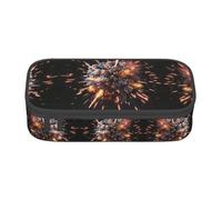 ETASUIOL Astuccio speciale con stampa 3D a tema fuochi d'artificio esplosivi, grande capacità, può contenere penne, matite e piccoli accessori, Nero , Taglia unica, Astuccio per trucchi