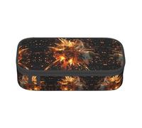 ETASUIOL Astuccio speciale con stampa 3D a tema fuochi d'artificio esplosivi, grande capacità, può contenere penne, matite e piccoli accessori, Nero , Taglia unica, Astuccio per trucchi