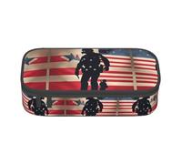 ETASUIOL Astuccio speciale con stampa del giorno della memoria dei soldati militari americani, grande capacità, può contenere penne, matite e piccoli accessori, Nero , Taglia unica, Astuccio per