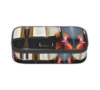 ETASUIOL Astuccio speciale con stampa di violino e libro, grande capacità, può contenere penne, matite e piccoli accessori, Nero , Taglia unica, Astuccio per trucchi