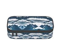 ETASUIOL Astuccio speciale con stampa paesaggio con montagne e nuvole, grande capacità, può contenere penne, matite e piccoli accessori, Nero , Taglia unica, Astuccio per trucchi