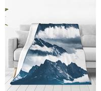 ETASUIOL Coperta in micropile ultra morbida con stampa paesaggio con montagne e nuvole, versatile coperta portatile in flanella per letto, divano, viaggio
