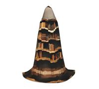 ETASUIOL Divertente mantello con cappuccio per Halloween, collezione di scaffali per libri, con stampa a scala, per Halloween, costume da vampiro mietitore, stile rinascimentale