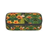 ETASUIOL Hojas Tropicales Y Flores - Astuccio speciale, grande capacità, può contenere penne, matite e piccoli accessori, Nero , Taglia unica, Astuccio per trucchi