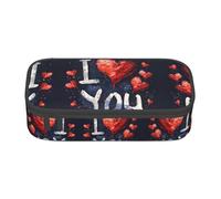ETASUIOL I Love You Words with Hearts Print Pencil Case Pouch Large Pencil Case Multiuso Pencil Pouch Organizer Oxford Tessuto Pen Case, Nero , Taglia unica, Custodia per chiave
