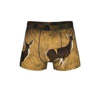 ETASUIOL La biancheria intima comoda degli uomini della stampa dei cervi carini, slip del pugile per gli uomini, biancheria intima degli uomini, Nero , 4XL