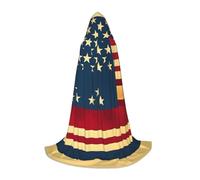 ETASUIOL Mantello con cappuccio con stampa bandiera americana per Halloween, costume da vampiro mietitore da mago, stile rinascimentale