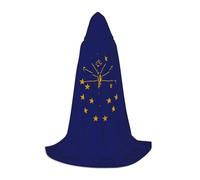 ETASUIOL Mantello con cappuccio con stampa bandiera dello stato dell'Indiana per Halloween, costume da vampiro mietitore da mago, stile rinascimentale