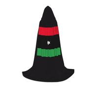 ETASUIOL Mantello con cappuccio con stampa bandiera libica per Halloween, costume da vampiro mietitore mago, stile rinascimentale