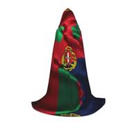 ETASUIOL Mantello con cappuccio con stampa bandiera portoghese per Halloween, costume da vampiro mietitore da mago, stile rinascimentale