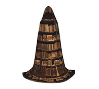 ETASUIOL Mantello con cappuccio con stampa di libri per Halloween, costumi da vampiro da mago mietitore, stile rinascimentale