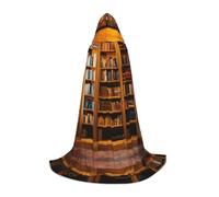 ETASUIOL Mantello con cappuccio con stampa di libri per Halloween, costumi da vampiro da mago mietitore, stile rinascimentale