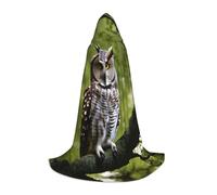 ETASUIOL Mantello con cappuccio con stampa di rami di albero di gufo per Halloween, costume da vampiro mietitore mago, stile rinascimentale
