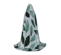 ETASUIOL Mantello con cappuccio con stampa foglia grigio menta per Halloween, costume da vampiro mietitore mago, stile rinascimentale