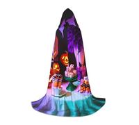 ETASUIOL Mantello con cappuccio con stampa per Halloween, costume da vampiro mietitore da mago, stile rinascimentale