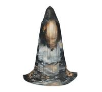 ETASUIOL Mantello con cappuccio con stampa "Within The Tides per Halloween,Wizard Vampire Grim Reaper Costumi, Stile Rinascimentale