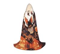 ETASUIOL Mantello con cappuccio grigio con stampa di pipistrelli di Halloween per Halloween, costumi da vampiro mietitore da mago, stile rinascimentale
