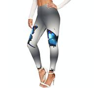 ETASUIOL One Blue Butterfly Print Leggings a compressione per le donne, morbidi leggings per le donne, Nero , XXL