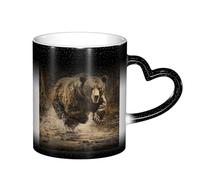 ETASUIOL Orso che corre stampa ceramica cambia colore caffè tè Mug,Tazza magica razionale,Tazza di cambiamento di colore